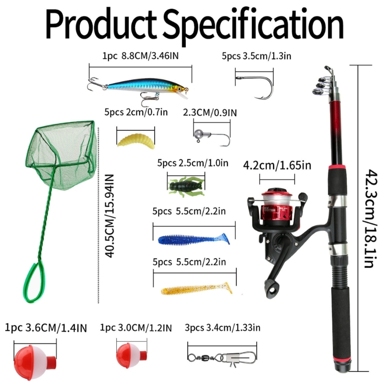 Landing Net Telescopic - Telescopic Rod Float Baits Hook Connector