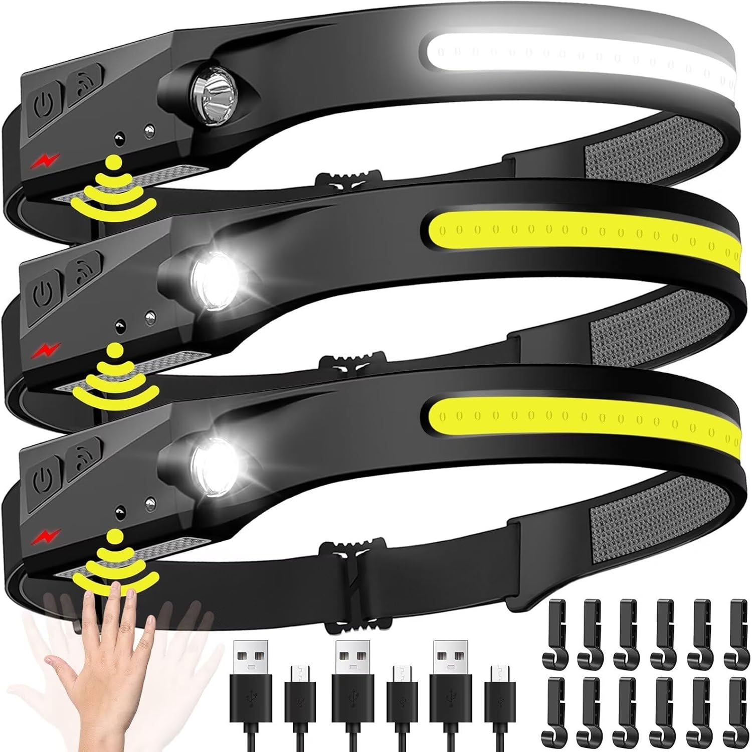 Fishing Headlamp - Sensor Headlamp LED Head Flashlight Rechargeable
