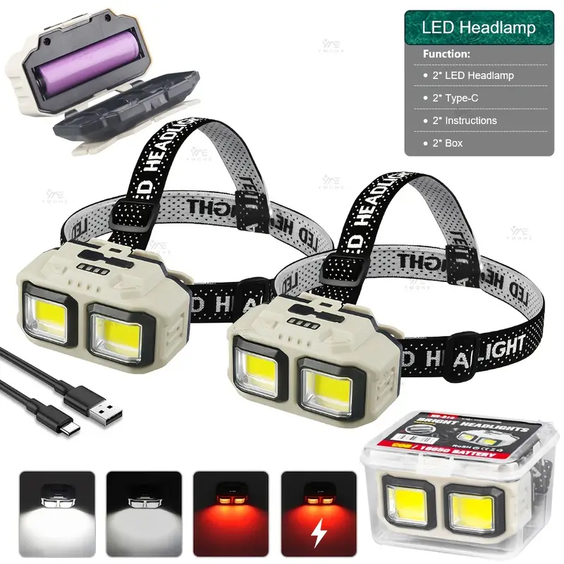COB LED Headlamp Rechargeable  - Fishing Headlamp recension och pris