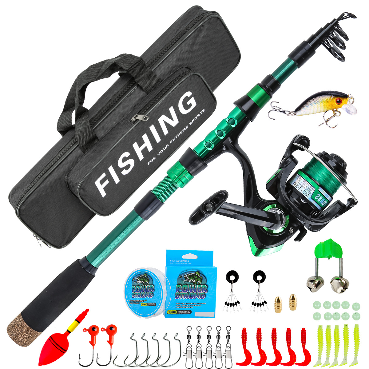 1.8 Meters Green Carbon Fiber  - Fishing Equipment Kit recension och pris